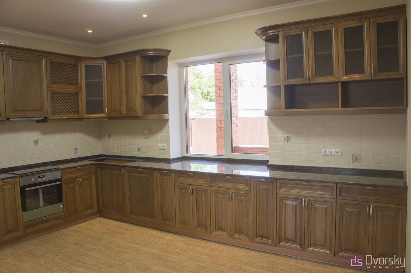 Угловые кухни Кухня из натурального дерева - Фото № 1